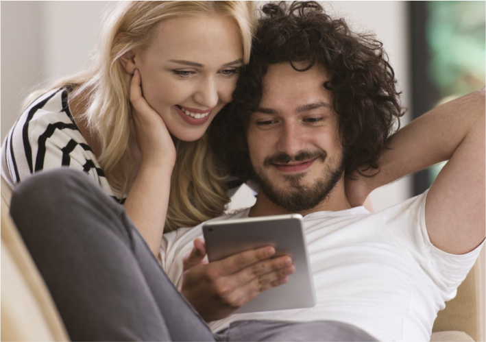 Couple on sofa